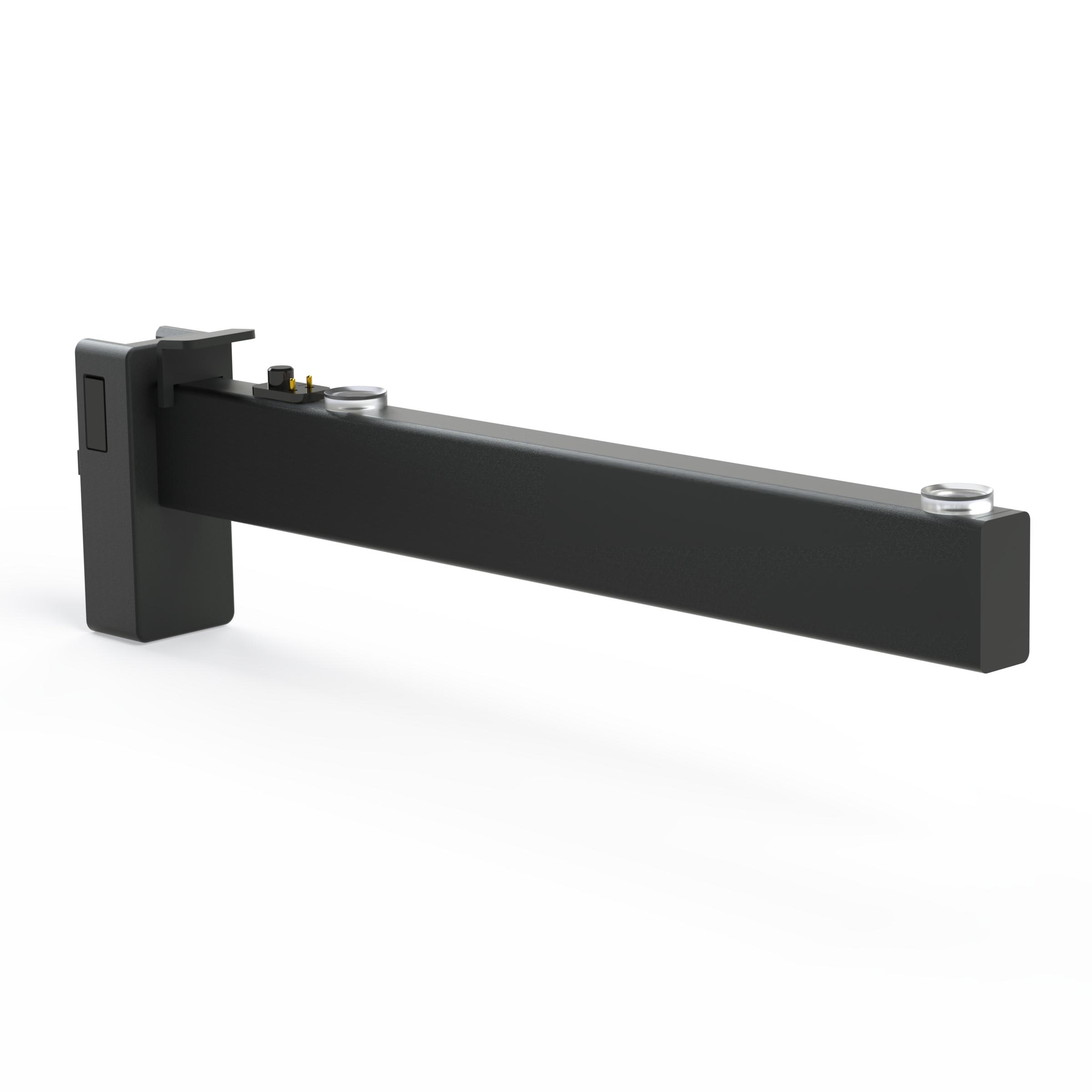 Product image (Bracket 30 x 15 mm mit Einzelstromadapter 24 V – electrified, for wooden and glass shelves)