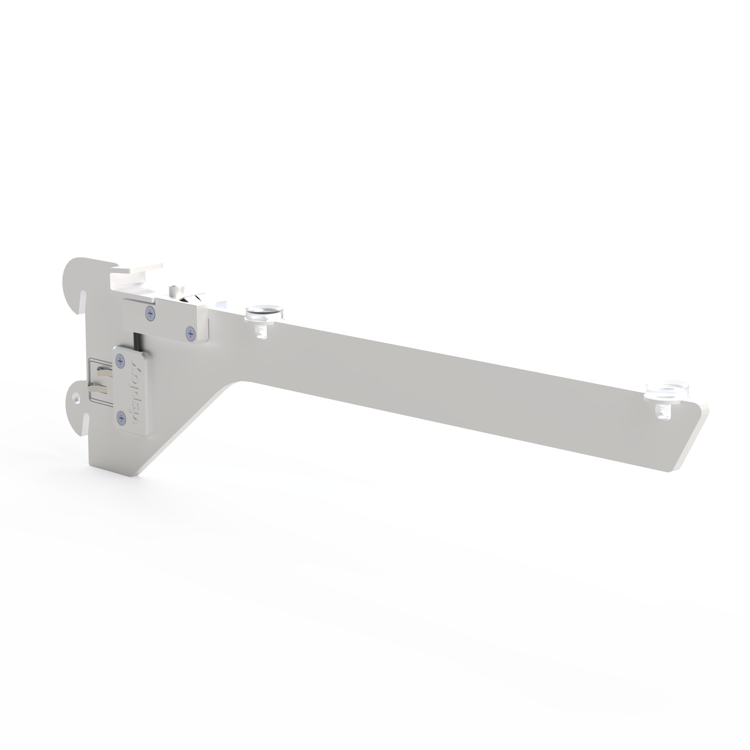 Product image (Brackets 30x4 mm with single power adapter 24 V – for wooden or glass shelf)