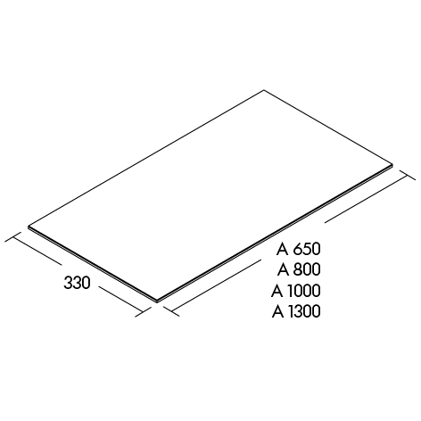 Technical drawing (Glass top shelf - middle – for depth 330 mm)