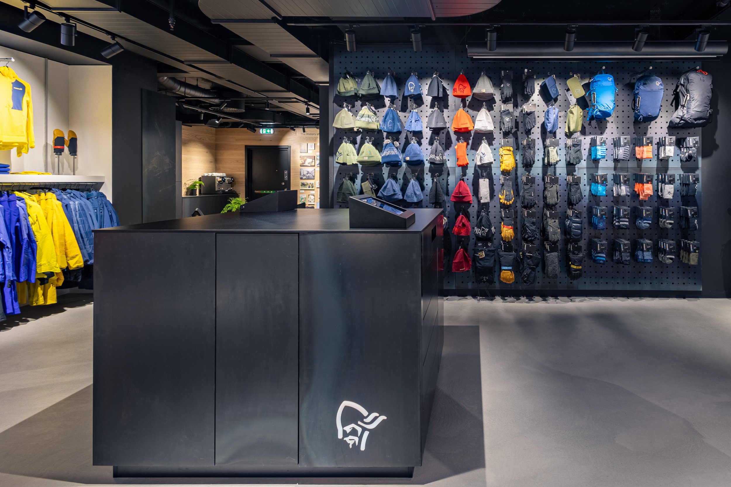 Checkout area of the Norrona store in Gothenburg.