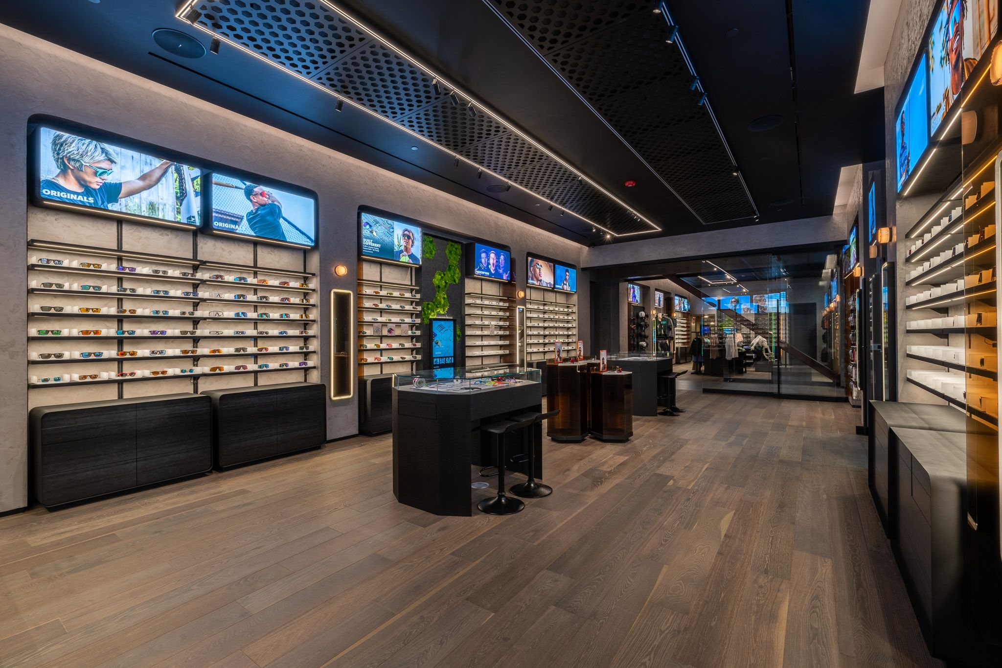 Oakley's eyewear collection on display at its flagship store in California.