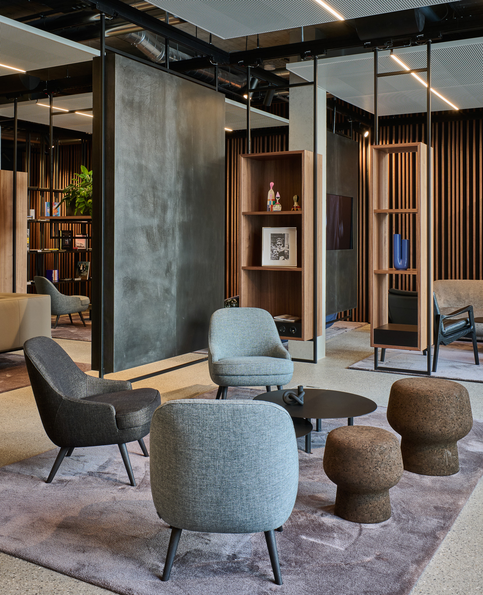 Modern and inviting welcome center in Metzingen, with stylish interior design, clean lines, and minimalist furnishings.