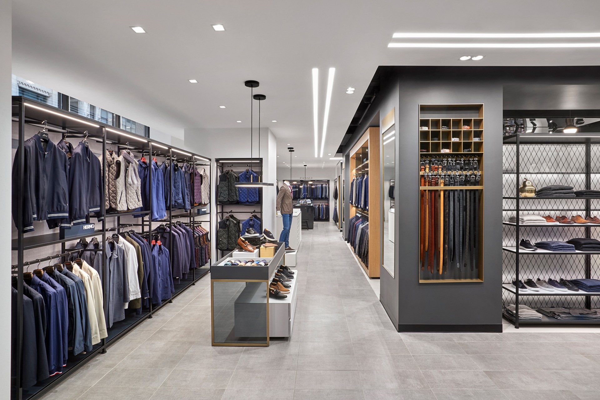 Retail space equipped with men's fashion.