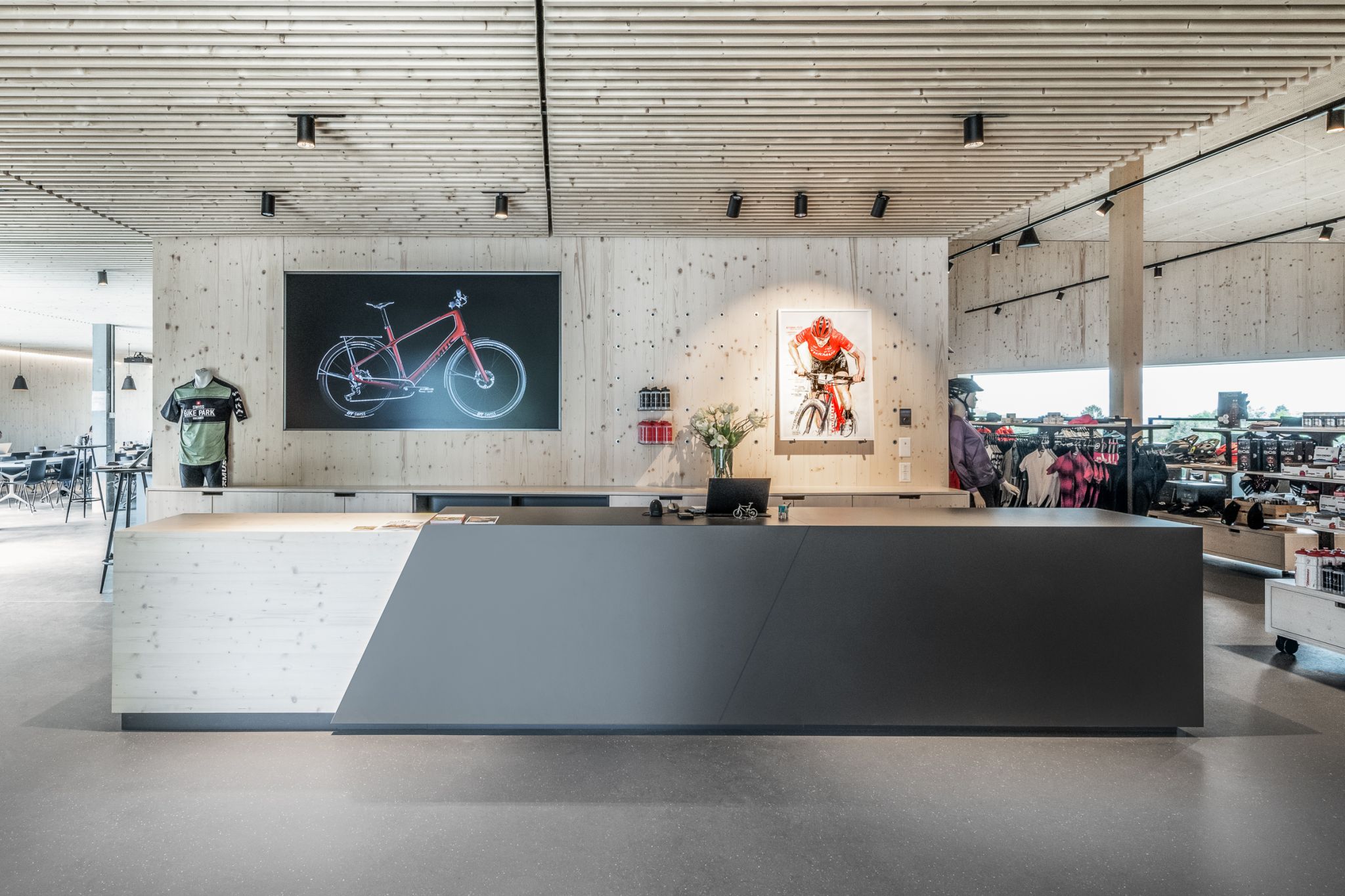 Checkout area of the Th&ouml;mus headquarters in Oberried, Switzerland.