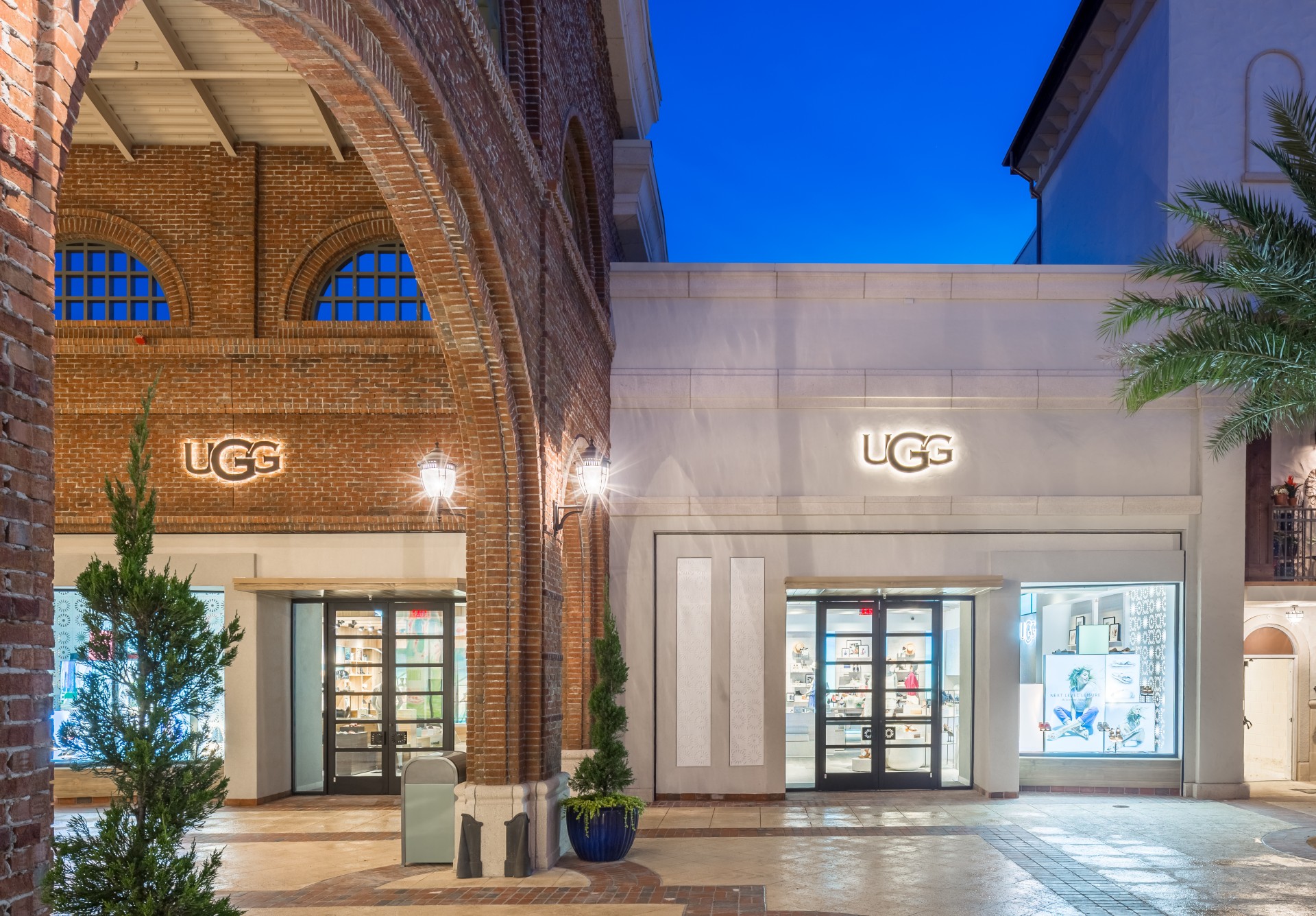 Exterior facade of a branch of the shoe manufacturer UGG.